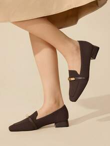 CUCCOO BASICS 女士时尚金属扣低跟乐福鞋 - 咖啡棕 - 查看 5