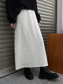 FRIFUL 女士休闲通勤简约百搭纯色纹理面料直筒裙