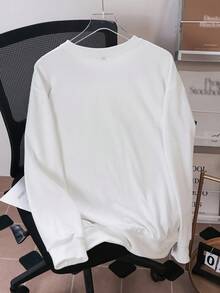 SCOOBY-DOO X SHEIN Men's Letter & Cartoon Graphic Crew Neck Long Sleeve Pullover Sweatshirt Graphic Sweatshirt - White - View 2