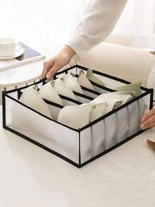 Underwear Compartment Organizer Socks Underwear Storage Box Drawer Storage Organizer Bag - Black - View 10