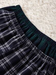 SHEIN 2 Stück Damen Karierte Schlafanzughose mit niedriger Taille, bequem und locker, Karierte Schlafanzughose, Herbst- und Winterkleidung - Verschiedenfarbig - Übersicht 3