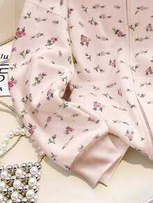 SHEIN Sudadera con estampado floral diminuto de talla grande - Multicolor - Ver 4
