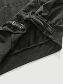 ROMWE MEN Men's Casual Washed Hoodie Sweatshirt, Autumn, Long Sleeve Top - Dark Grey - View 5