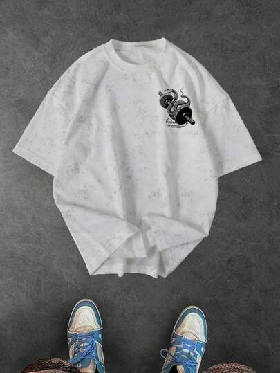 Sport MetroGents 男式标语和杠铃印花圆领短袖运动T恤