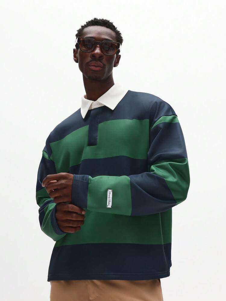 Striped Boxy Rugby Polo Shirt