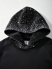 Bolty Rhinestone Sweatshirt Boy, Black Graphic Sweatshirts, Goth Sweatshirt Boy, Graphic Rhinestone Sweatshirt, Statue Of Liberty Sweatshirt, ' Choice Collection, Everyday Basic, Happy, Pastel Colors, Bikercore, Family Trip, Happy Days, I Love Mommy, I Love Daddy, Lovely Home, Cool, Streetstyle, Tween Boy Casual Minimalist Cartoon Pattern Loose Fit Long Sleeve Thick Sweatshirt, Suitable For Autumn/Winter - Black - View 3