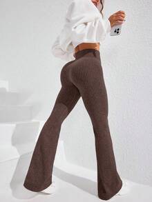 Dewbera High Waisted Seamless Solid Color Yoga Leggings Ribbed Leggings Brown Yoga Pants Seamless Leggings Workout Leggings For Women High Waisted Leggings Tummy Control Tummy Control Leggings Brown Leggings