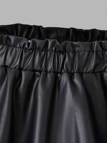 Sweetra 2 pièces Ensemble top à manches longues et col rond avec manche évasée imprimé cœur et jupe noire unie pour fille bébé. Tenue décontractée de style vintage - Kaki - Voir 3