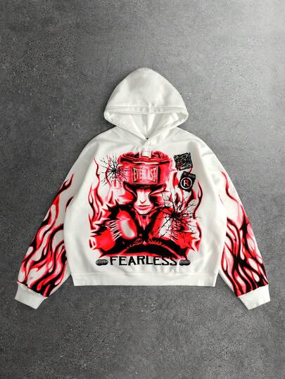 Street Life Herren Boxer Charakter Muster Loose Hoodie