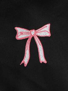 Sparklyn 1 件女童针织羊毛夹克，前拉链，蝴蝶刺绣，可爱时尚，适合秋冬 - 黑色 - 查看 6