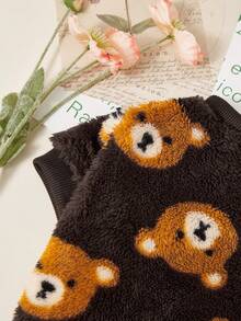 PETSIN 1件宠物猫狗通用棕熊图案印花可爱双面弹力毛绒舒适保暖圆领卫衣 - 彩色 - 查看 6