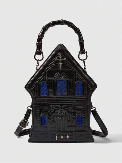 Grunge Punk Vintage Castle-Shaped Handbag, Fashionable Design