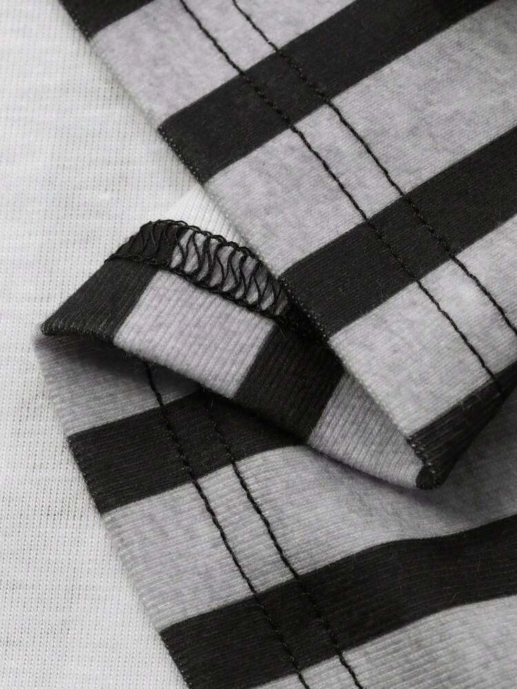Striped Patchwork Design Lapel Top And Pants Women Pajama Set