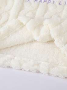 2pcs Girls' Plush Jacquard Crew Neck Long Sleeve Top And Pants Pajama Set, Comfortable Bear & Letter Pattern, Suitable For Autumn/Winter - Multicolor - View 4