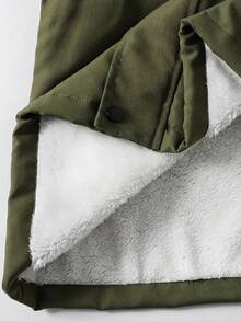 1pc Teen Boys' Fashionable Thermal-Lined Military Green Jacket, Soft & Comfortable Fabric, Suitable For School, Outdoor, Photo, Hooded Casual Outerwear - Army Green - View 6