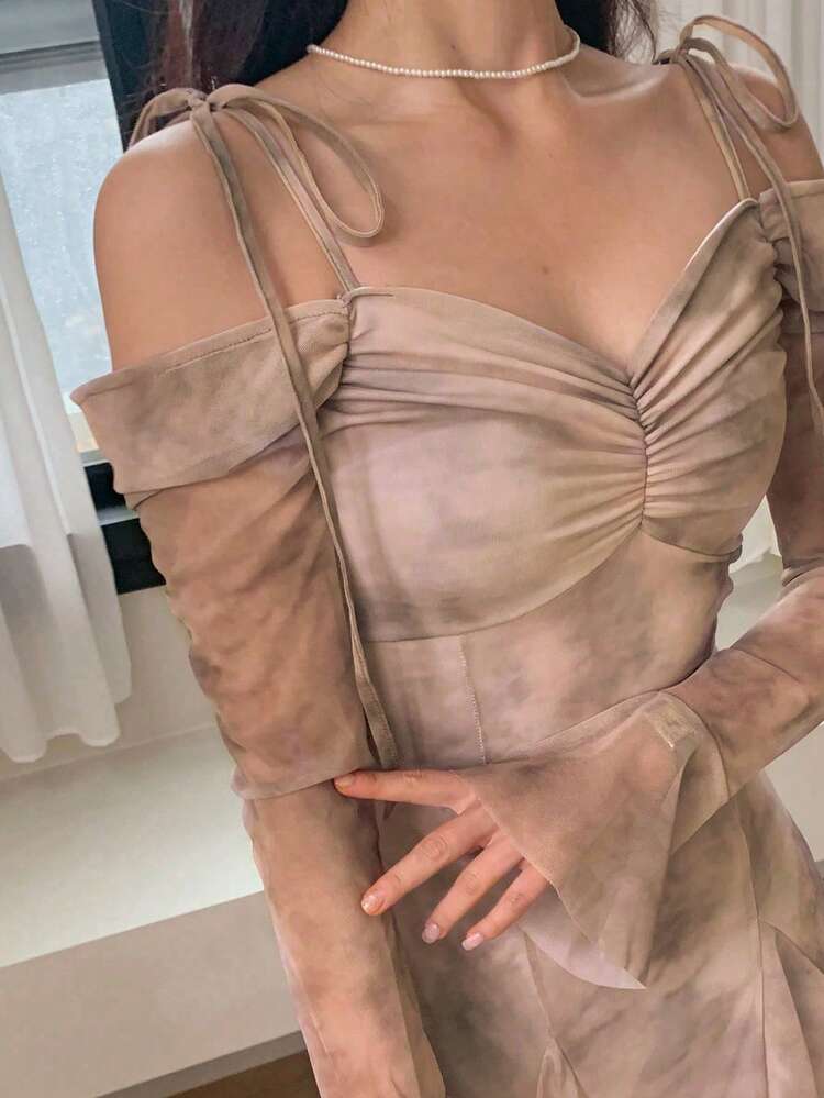 Women's Sleeveless Long Sleeve Cut-Out Waist Short Dress Sundress,Mini Dress