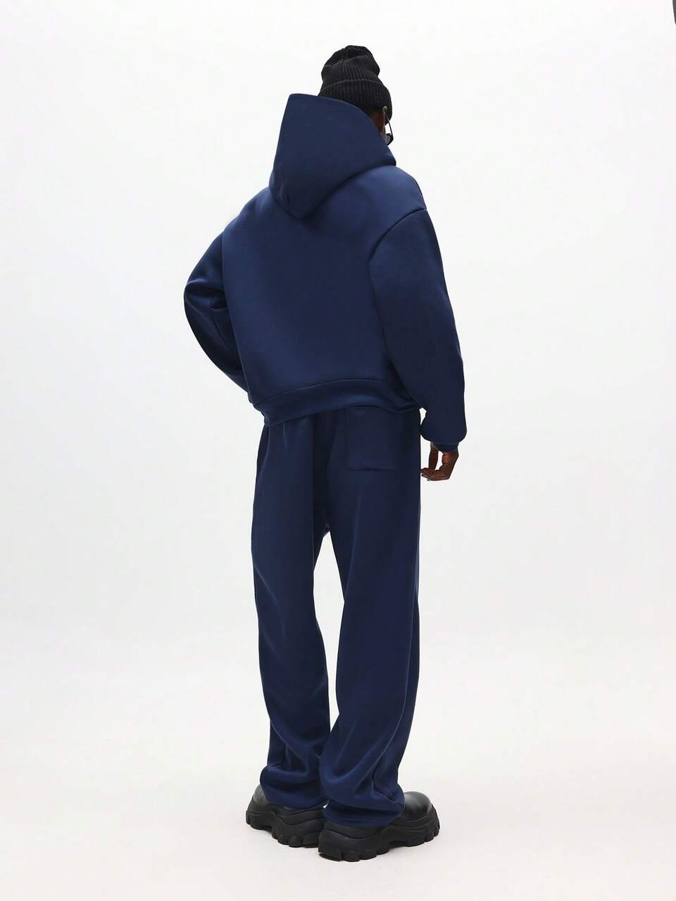 SUMWON Set coordinato da uomo con felpa con cappuccio e pantaloni della tuta, con cappuccio con cordoncino, tasca centrale, vita elastica, abbigliamento casual da relax