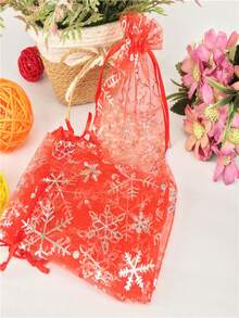 Bolsas de papel de regalo - Copo de nieve rojo - Ver 2