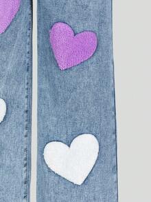 Lässige Mode für Tween Mädchen, hellblaue Denim-Farbe, Schmetterlingsdruck, lockere, weite Beinpartie, entspannte Passform, bequem, alltagstauglich, vielseitig, für die Schule, lässige verwaschene Denim-Hose