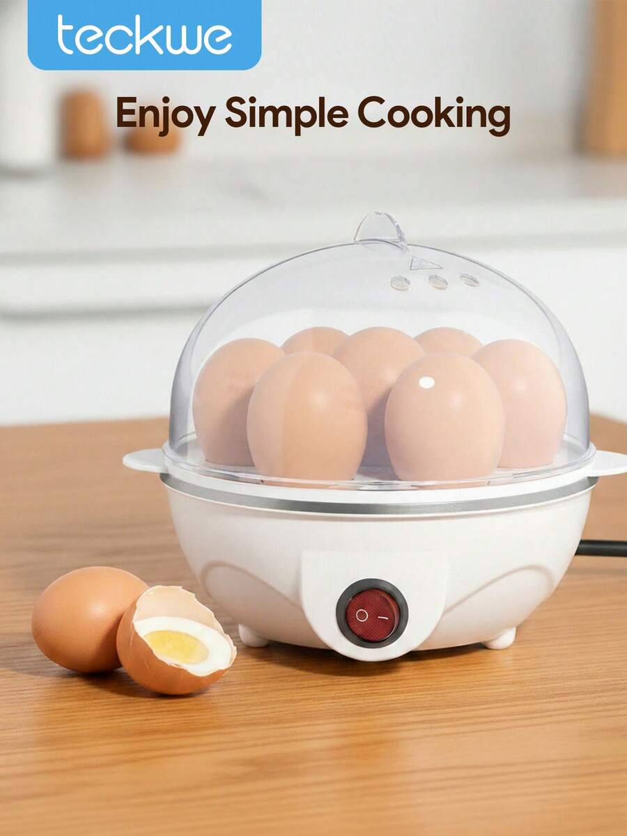 Teckwe Rapid Egg Cooker, 7 Egg Capacity Electric Egg Cooker For Hard Boiled Eggs, Poached Eggs, Scrambled Eggs, Or Omelets With Auto Shut Off Feature-EU Plug