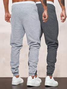 Manfinity Homme Men 2 Packs Loose Fit Casual Drawstring Waist Sweatpants