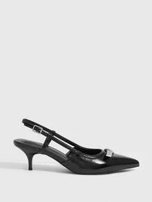 CUCCOO SZL Women's Rhinestone Decor Fashion Daily Wear Buckle High Heels - Black - View 3