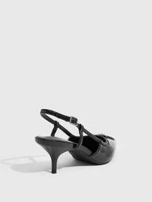 CUCCOO SZL Women's Rhinestone Decor Fashion Daily Wear Buckle High Heels - Black - View 4