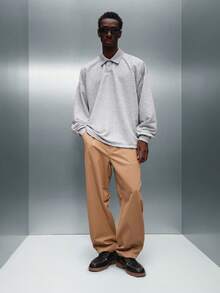 PLAYBOY X SUMWON Men's Regular Fit Long Sleeve Rugby Polo Shirt With Embossed Logo Back Design Casual Collar Top