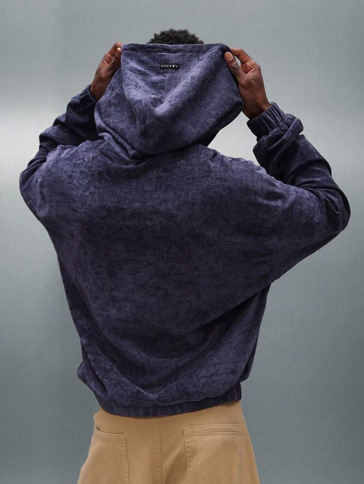 PLAYBOY X SUMWON Velour Zip Hoodie With Logo Casual Streetwear Fall Winter Drawstring Luxury Crop Fit