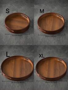 1个带把手的胡桃木圆形托盘，适用于盛放零食、糕点、饼干、开胃菜等，用途广泛，适合各种场合。