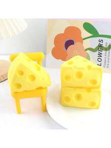 Realistic Fake Food Squishies, Soft Cheese Stress Relief Toys, Slow Rebound Anti-Stress For Party Favors - 彩色 - 查看 3