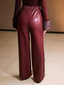 MOTF PREMIUM AUTUMN/WINTER SLANT POCKET STRAIGHT-LEG SUIT PANTS - Red - View 3