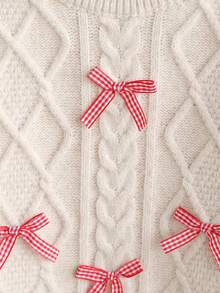 SHEIN 1 chiếc áo len dài tay thêu hoa cho bé gái, cổ tròn, kiểu dáng thoải mái, mặc hàng ngày, áo khoác cardigan mùa thu/đông cho bé gái, áo len cho bé gái, quần áo bé gái mùa thu và mùa đông, áo len cho bé gái - Nhiều màu - Xem 5