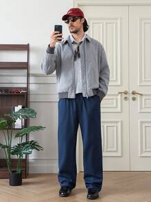 HUEFORM Pantalones casuales y versátiles de unicolor para hombres - Azul Marino - Ver 2