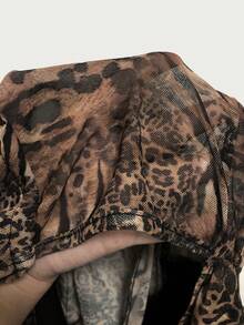 Amplova Women's All-Over Print Hollow Out Backless Sexy Sleeveless Bodysuit Leopard Print Dress