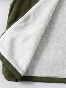 1pc Teen Boys' Fashionable Thermal-Lined Military Green Jacket, Soft & Comfortable Fabric, Suitable For School, Outdoor, Photo, Hooded Casual Outerwear - Army Green - View 8