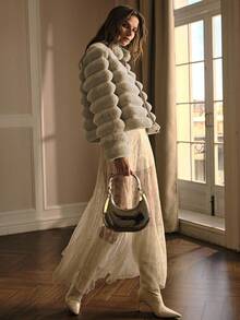 MOTF PREMIUM ZIP UP RIBBED FAUX FUR COAT - Apricot - View 6