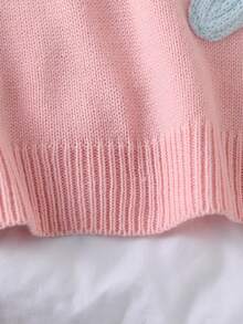 SHEIN Women's Floral Pattern Crew Neck Long Sleeve Long Sweater, Pink - Pink - View 7