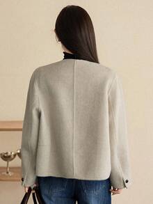 Dazy-Less Women's Loose Business Casual Commuter Elegant Short Thick Jacket, Regular Overcoat For Autumn & Winter