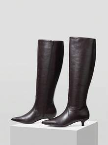 MOTF 女式尖头侧拉链及膝靴 - 咖啡棕 - 查看 4