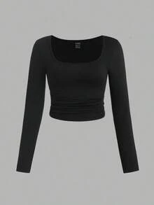 Sweetra Bộ 3 áo thun tay dài dáng ôm cỡ lớn in họa tiết da báo cho nữ mùa xuân - Đen và trắng - Xem 3