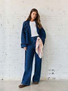 Nöista Áo khoác denim thắt lưng với ve áo rộng, eo thắt và túi tiện dụng; Hoàn hảo cho phong cách đi chơi, ngày lễ và Giáng sinh - Màu xanh lam - Xem 12