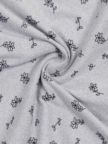 CottageSlumber Soft & Skin-Friendly Floral Lace Trim Long Sleeve Women Pajama Set, Winter Clothes - Grey - View 6