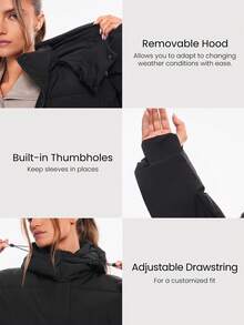 GLOWMODE Flex Form 柔软轻便保暖防寒防水防羽绒拇指孔 8 合 1 多功能夹克秋冬户外日常休闲 - 黑色 - 查看 5