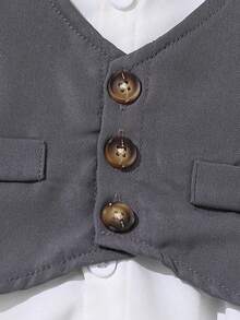 Souflis Souflis 4pcs/Set Baby Boys Gentleman Style Bow Tie Shirt, Suspender, Khaki Pants, Autumn/Winter