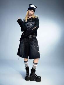 Sugerpunk Women's Fashion Back Zipper Thick Sole Elastic Faux Fur Collar Ankle Boots For Christmas - Black - View 3