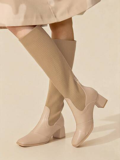 CUCCOO BASICS Cuccoo Women's Fashionable High Heel Knee-High Boots For Daily Wear