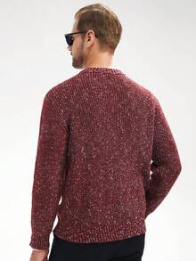 Manfinity CityGents Jersey de cuello redondo casual y versátil para hombre, de manga larga, para otoño/invierno - Burdeos - Ver 2