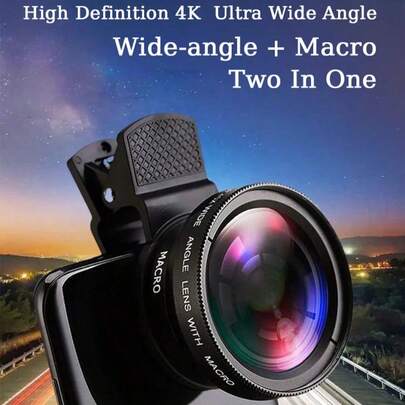 Teckwe Ống kính camera điện thoại, Bộ ống kính kẹp 2 trong 1 cho điện thoại di động, Ống kính góc rộng 0.45X 140° + Ống kính macro 12.5X, Ống kính kẹp cho hầu hết các điện thoại thông minh; Bộ ống kính điện thoại cho Android, Ống kính macro và góc rộng cho điện thoại