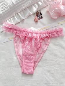 PetitDoll Plus Size Women Lace Sexy Thong Panties - Pink - View 6